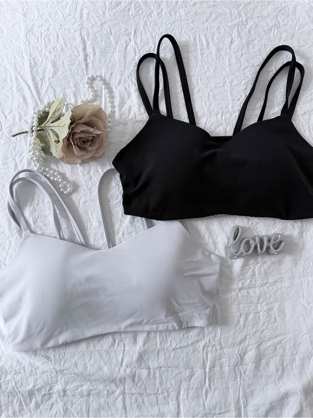 Nike Double-Strap Bralette in Black and White Set